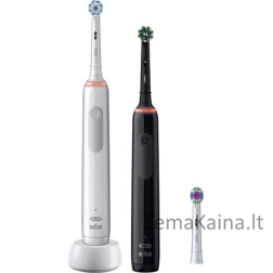 „Oral-B Rotary Brush Pro 3 3900 Duo 2 PCS“. Balta/juoda + papildomas patarimas