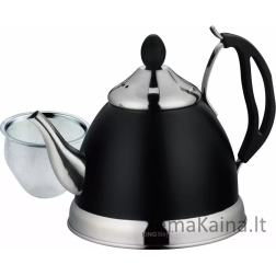 KingHoff Plieninis juodas virdulys Arbatinukas su sieteliu 1 L Kinghoff KH 1538