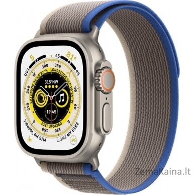 „Smartwatch Apple Watch Ultra GPS + Cellular 49mm Titanium“ dėklo takas kilpa Maža/Vidutiniškai pilka spalva (MNHL3WB/A)