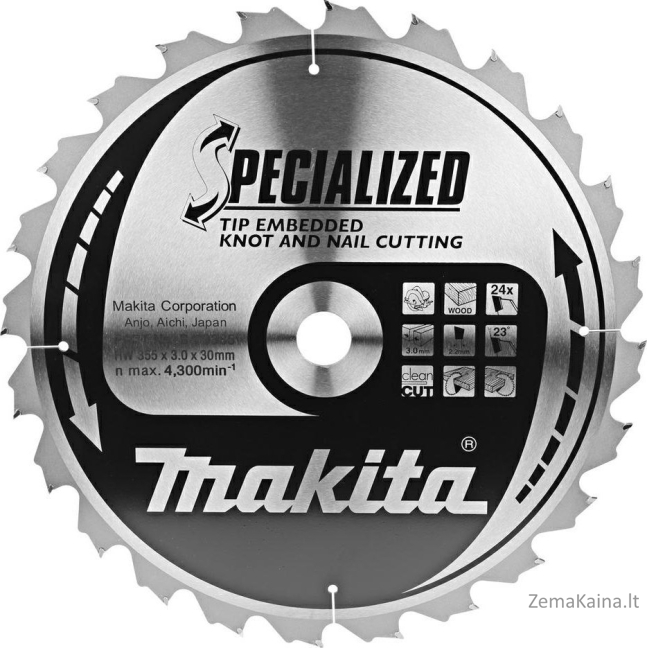 SPECIALIZUOTAS Makita diskinis pjūklas MEDIENUI 355x30 24z