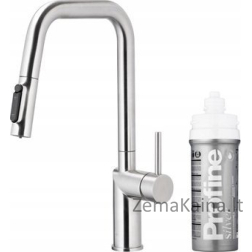 KFA DUERO PURE STYLE IŠtraukiamas virtuvinis maišytuvas VIRTUVĖ SU VANDENS FILTRACIJOS FUNKCIJA IR IŠtraukiamu snapeliu + PROFINE SILVER S FILTRŲ RINKINYS, INOX