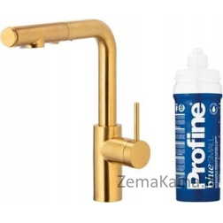 KFA DUERO PURE PURE BASIC IŠtraukiamas virtuvinis maišytuvas KITCHEN FATTER SU VANDENS FILTRACIJOS FUNKCIJA IR IŠtraukiamu snapeliu + PROFINE BLUE S, ŠLIUOTAS AUKSAS FILTRŲ RINKINYS