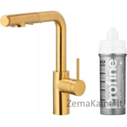 KFA DUERO PURE PURE BASIC IŠtraukiamas virtuvinis maišytuvas KITCHEN FATTER SU VANDENS FILTRACIJOS FUNKCIJA IR IŠtraukiamu snapeliu + PROFINE SILVER S, ŠLIUOTAS AUKSAS FILTRŲ RINKINYS