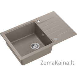 Steiner PETER 111 GraniteQ kriauklė, minkšta taupe granitinė kriauklė, 1 dubuo be (78x50x20) su sifonu ir dangteliu