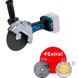 Bosch akumuliatorinis kampinis šlifuoklis BITURBO GWS 18V-180 P Professional solo, 180mm (mėlyna/juoda, be akumuliatoriaus ir įkroviklio, įskaitant 26 pjovimo diskus)