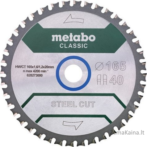 „Metabo“ diskinis pjūklas PLIENO PJOVYMAS CLASSIC 165*20MM Z40