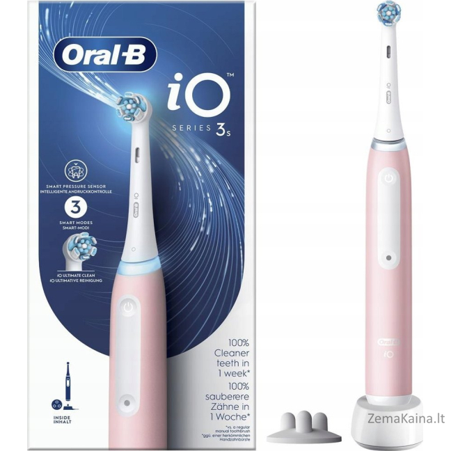 „Oral-B iO Series 3s“ dantų šepetėlis, rožinis