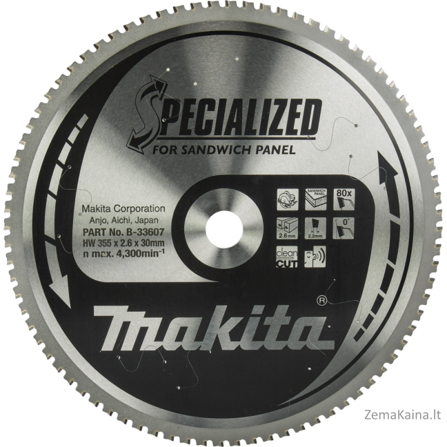 Makita MAKITA diskinis pjūklas 355x30x80z SPECIALIZUOTOS SANDWICH PLOKŠTĖS