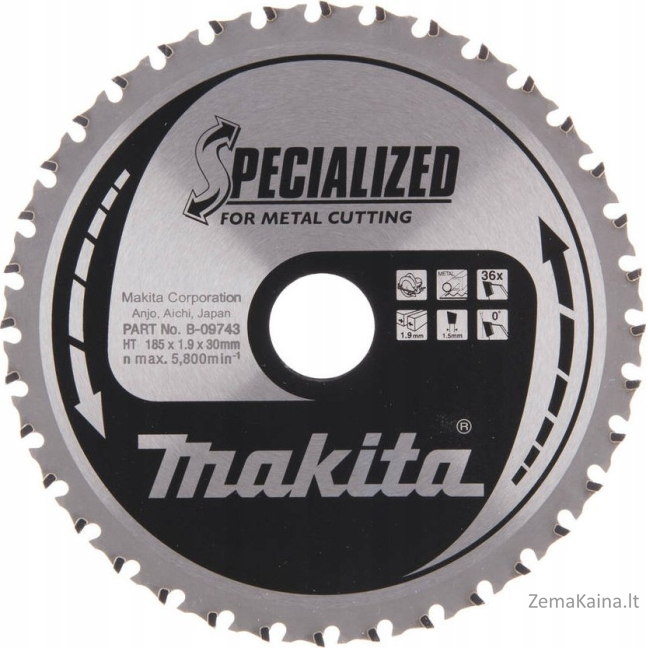 Makita MAKITA diskinis pjūklas 185x30x36z SPECIALIZUOTAS METALAS
