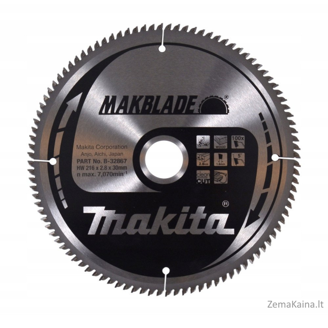 Makita MAKITA diskinis pjūklas 216x30x100z MAKBLADE MEDIENA