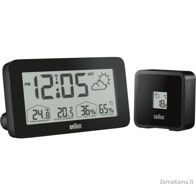 Braun meteorologinė stotis Braun BC 13 BP DCF radijo meteorologinė stotis juoda