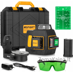 SMART365 plokštuminis lazeris 3x360, 40m, žalias pultelis, bluetooth