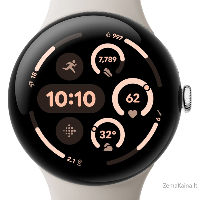„Google Pixel Watch 3“ 45 mm „Wifi Silver“ / „Porc LF“ išmanusis laikrodis