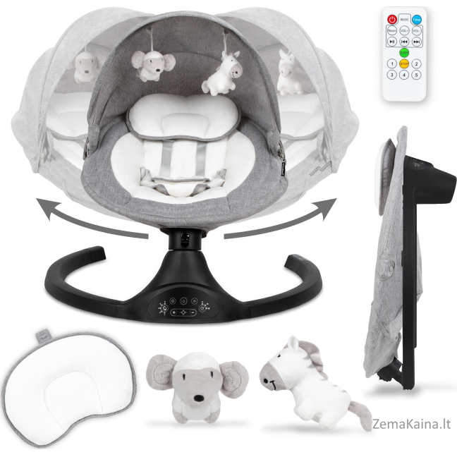 2in1 kidwell luxi elektrinė supama kėdė su tinkleliu nuo uodų ir bluetooth melanžu/juoda