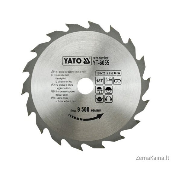 Yato nutraukia medieną 160x20mm 18Z YT-6055