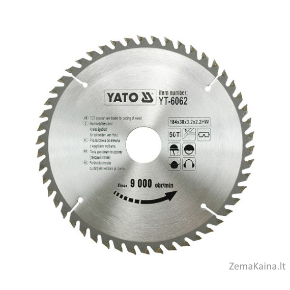 Yato medienos žiedinis pjūklas 184x30 mm 50z yt-6062