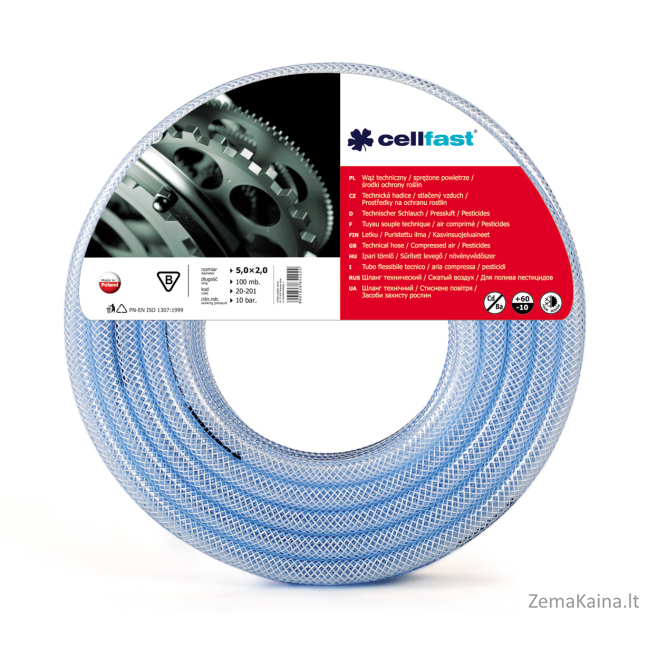 Cellfast techninė žarna 12,5x2,5 mm augalų apsaugos produktai/suslėgtas oras 50 m - 20-205