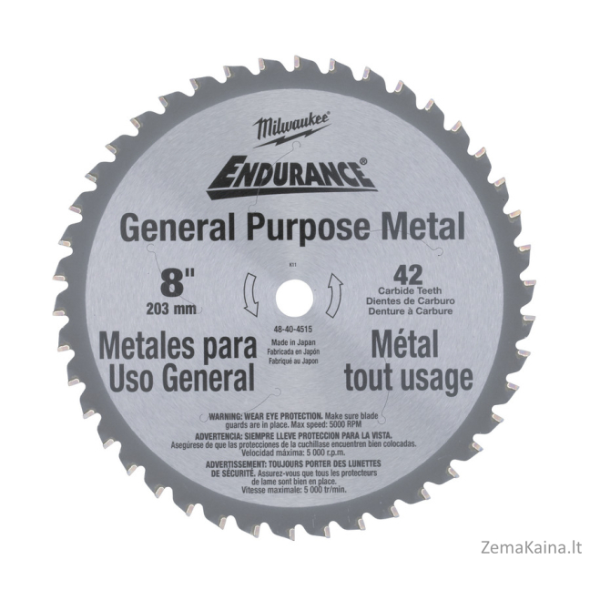 Milvokio metalo pjovimo diskas 203 x 15,87 mm 42 dantys (48404515)