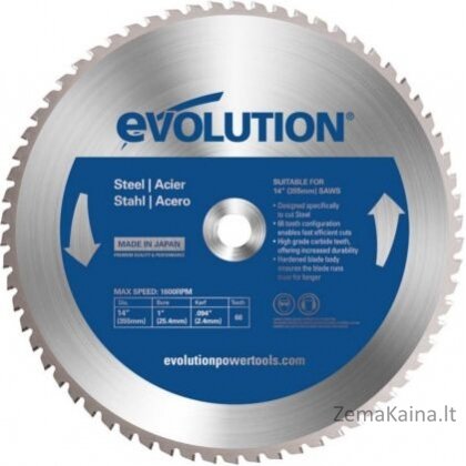„Evolution Widiowa TCT“ pjūklas, skirtas pjaustyti plieną 355 mm 66Z (EV-355-66-S)