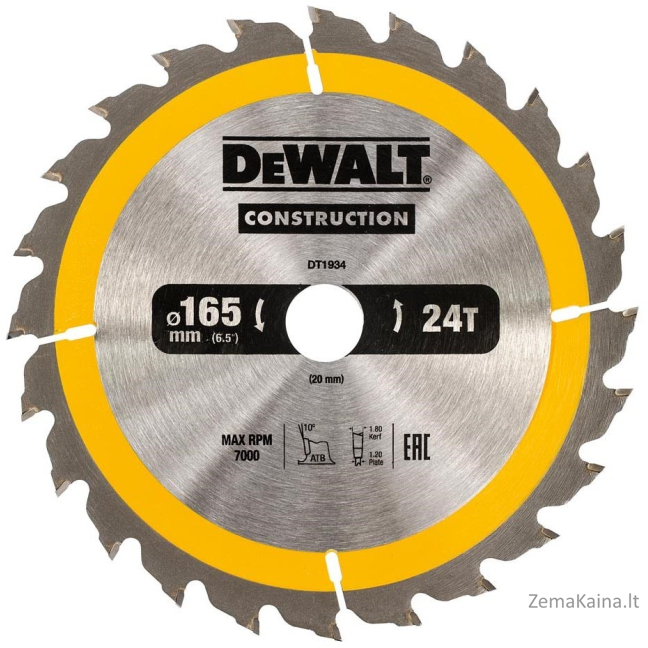 Dewalt piła piła 165x20mmx24Z - dt1934 -qz