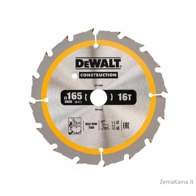 Dewalt piła piła 165x20mmx16Z - dt1948 -qz