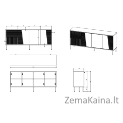 4D ABI komoda 200x45x88 matinė juoda