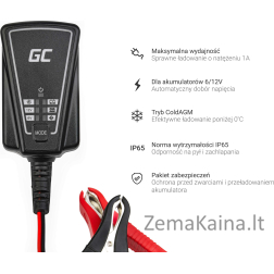 Žaliųjų ląstelių automatinis įkroviklis, žaliųjų ląstelių lygintuvas, skirtas 6 V / 12 V (1A) baterijoms