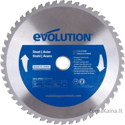 „Evolution Widiowa TCT“ pjūklas, skirtas pjaustyti plieną 255 mm / 52z