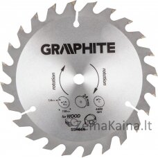 Grafito pjūklo diskas (apskrito pjūklo ašmenys su HM galiukais 150x10mm, 1,6 mm, 24 dantys, energija+)