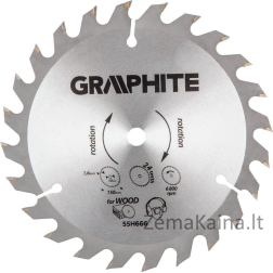 Grafito pjūklo diskas (apskrito pjūklo ašmenys su HM galiukais 150x10mm, 1,6 mm, 24 dantys, energija+)