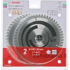 „Bosch Dirch Piła Optiline Wood 190x2.6/1,6x30x48Z +“ daugialypė medžiaga 190x2.4/1,8x30x54Z B2608644655
