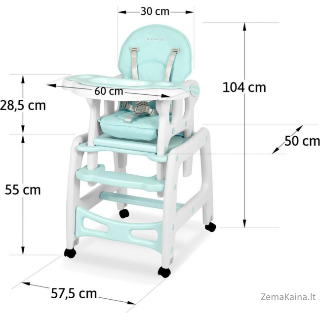 „Ricokids Sinco 5in1“ turkio spalvos (7092) šėrimo kėdė