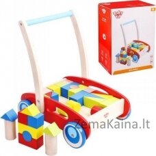 Žaislas paėmė žaislinį medinį vaikštynių pūtiką vaikams + blokai 33 EL.