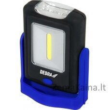 DEDRA 1W LED žibintuvėlis + 3LED stačiakampis su akumuliatoriaus baze. L1005_1 DEDRA