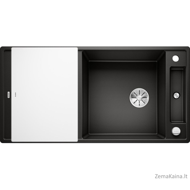 „Blanco“ kriauklės „Axia III XL 6 S Silrranit Black“ su „Infino“ automatine kamštiena, stiklo lenta (525857)