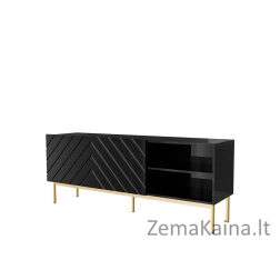 ABETO RTV spintelė ant auksinio plieno rėmo 150x42x60 juoda/blizgiai juoda