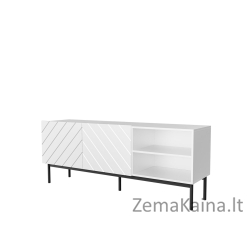 ABETO RTV spintelė ant juodo plieno rėmo 150x42x60 cm balta / blizgi balta