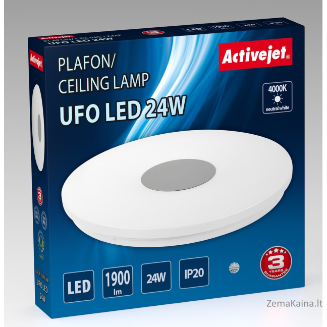 Activejet AJE-UFO 24W lubų šviestuvas Sidabras, Balta Nekeičiama (-os) lemputė (-os) LED G 1