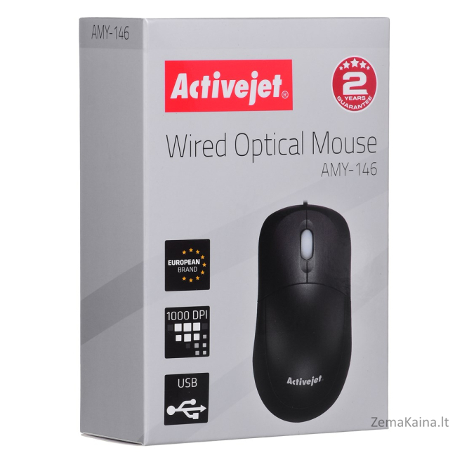 Activejet AMY-146 kompiuterio pelė USB A tipo Optinis 1000 DPI Abiems rankoms 3