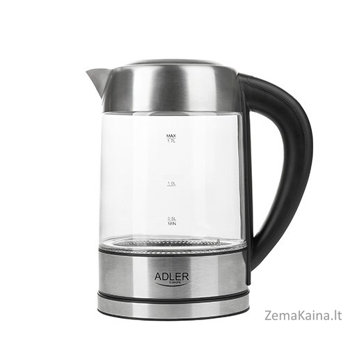 Adler AD 1247 NEW elektrinis virdulys 1,7 L, Nerūdijančiojo plieno, Permatomas 2200 W 3
