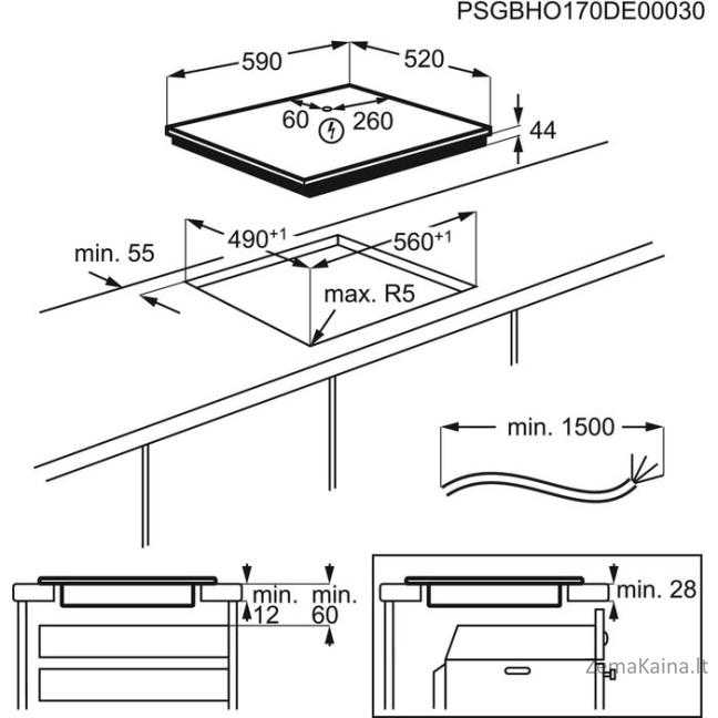 AEG IKB64410FB Juoda Įmontuoti 59 cm Indukcinė viryklė, padalyta į sritis 4 zone(s) 8