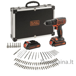 Aku. suktuvas BDCDC18BAFC 2x1,5Ah + 80 priedų ir lagaminas, Black+Decker