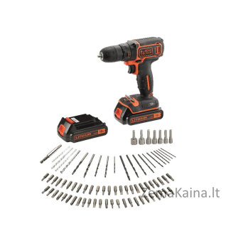 Aku. suktuvas BDCDC18BAFC 2x1,5Ah + 80 priedų ir lagaminas, Black+Decker