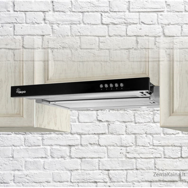 Akpo WK-7 Light Glass 50 Spintelės gaubtas Inox, Juoda 2