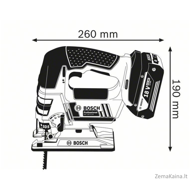 AKUMULIATORINIS SIAURAPJŪKLIS BOSCH GST 18 V-LI B PROFESSIONAL, 2X4.0AH 5