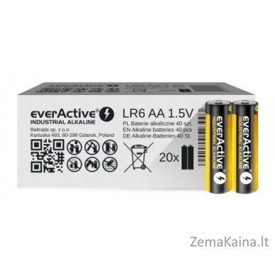 Alkaline batteries everActive Industrial Alkaline LR6 AA  - carton box 40 pcs 1