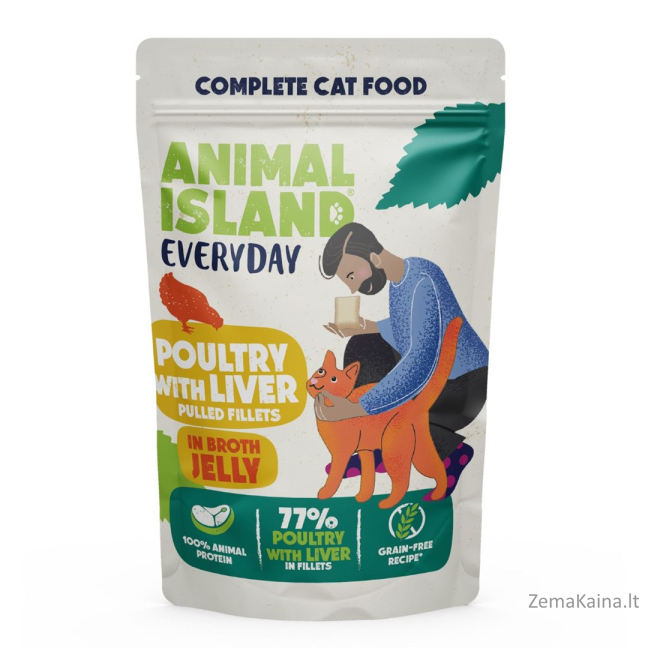 ANIMAL ISLAND Everyday Poultry and liver in jelly - wet cat food - 12 x 85g 1