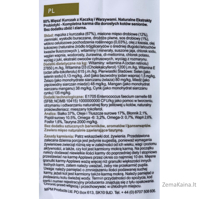 APPLAWS Cat Senior Chicken - sausas kačių maistas - 7,5 kg 1