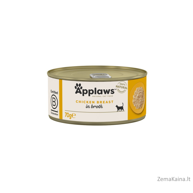APPLAWS Chicken Breast in Broth - šlapias kačių maistas - 6x70g 1