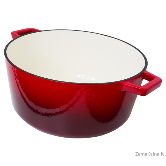 Apvalus emaliuotas ketaus kepimo indas Zyle ZY026RKI, talpa 5,7 l, raudonas 2